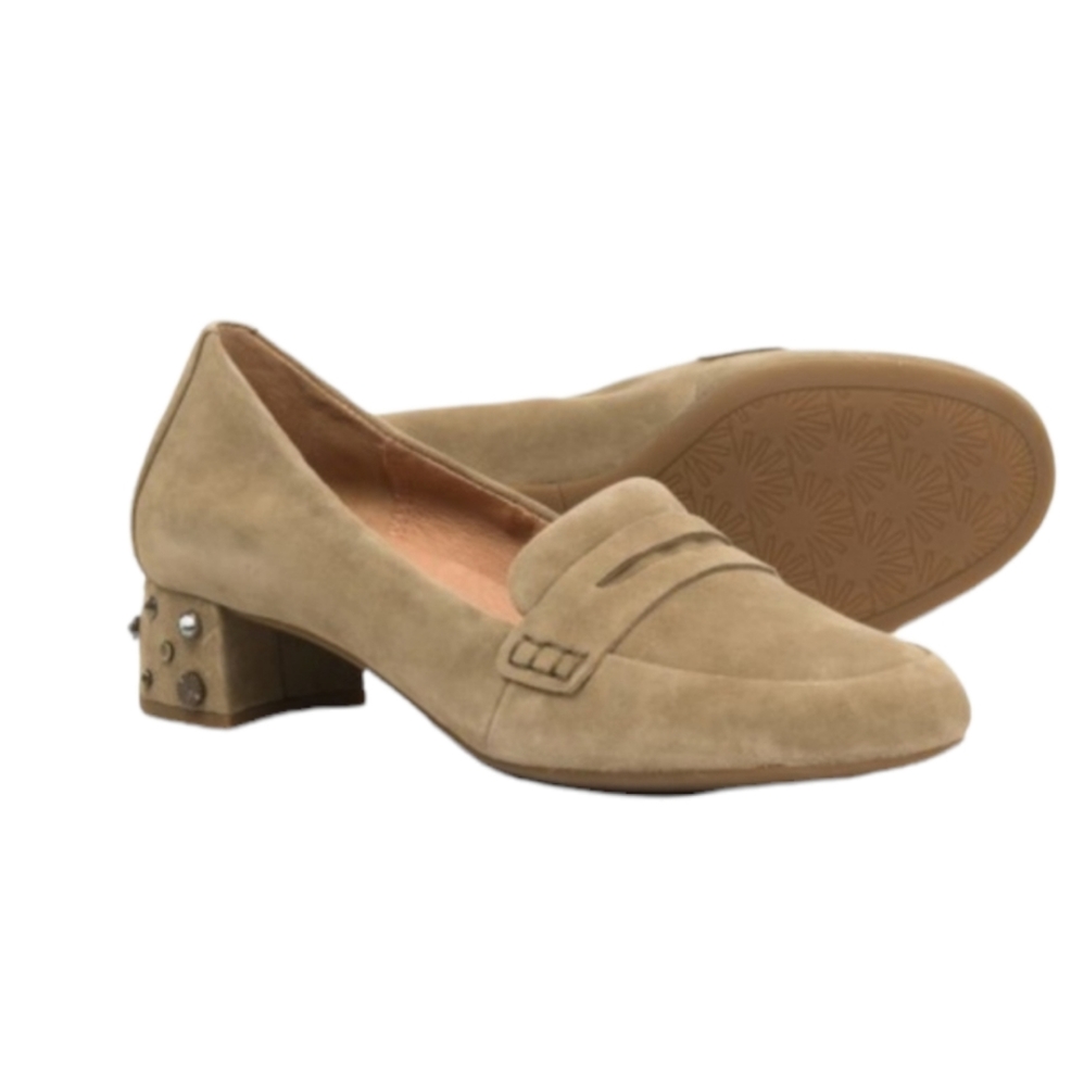 UGG Tan Suede Loafers with Studded Heel